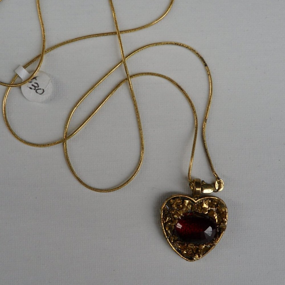Ruby Heart of Gold Pendant and Chain